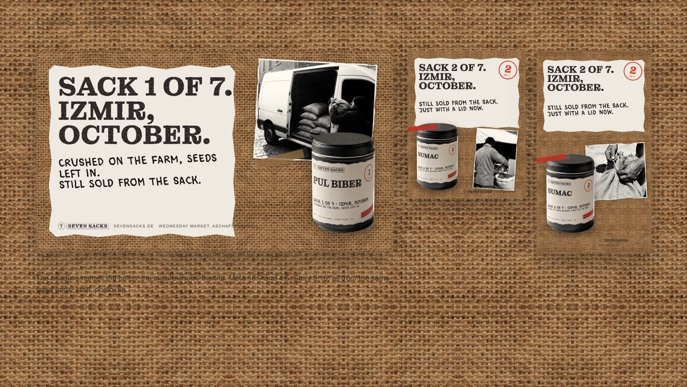 Seven Sacks, Anzeigenserie