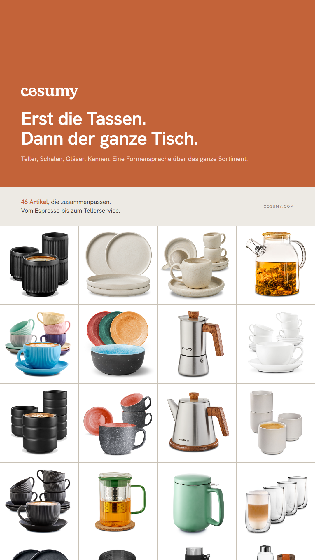 Zwanzig Artikel aus dem Sortiment als Raster